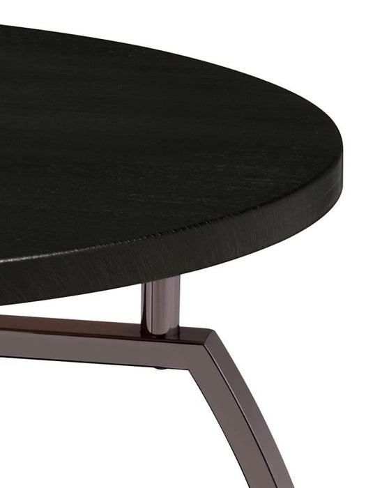 Dacre Round End Table Dark Grey and Black Nickel