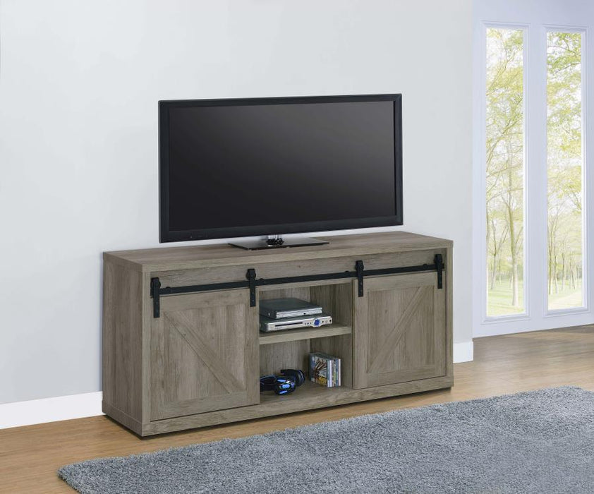 Brockton 59-inch 3-shelf Sliding Doors TV Console GREY DRIFTWOOD