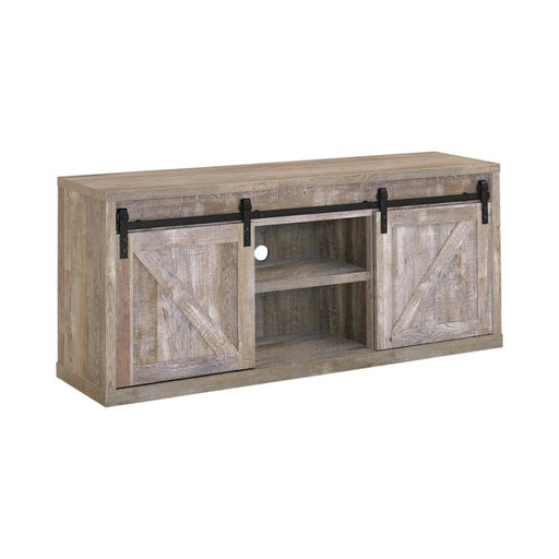 brockton-59-inch-3-shelf-sliding-doors-tv-console-weathered-oak