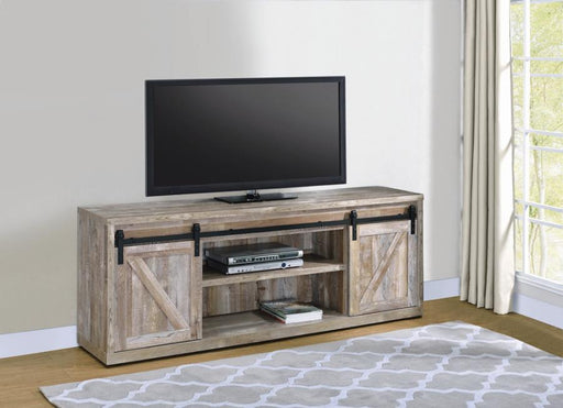 brockton-71-inch-3-shelf-sliding-doors-tv-console-weathered-oak