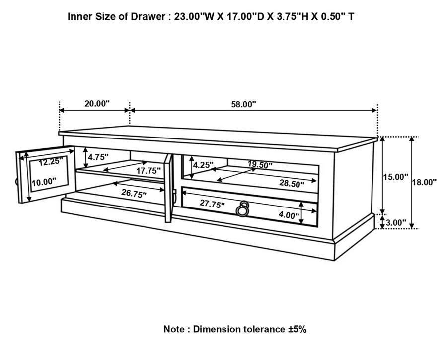 Zabel 2-door 58" TV Console Natural