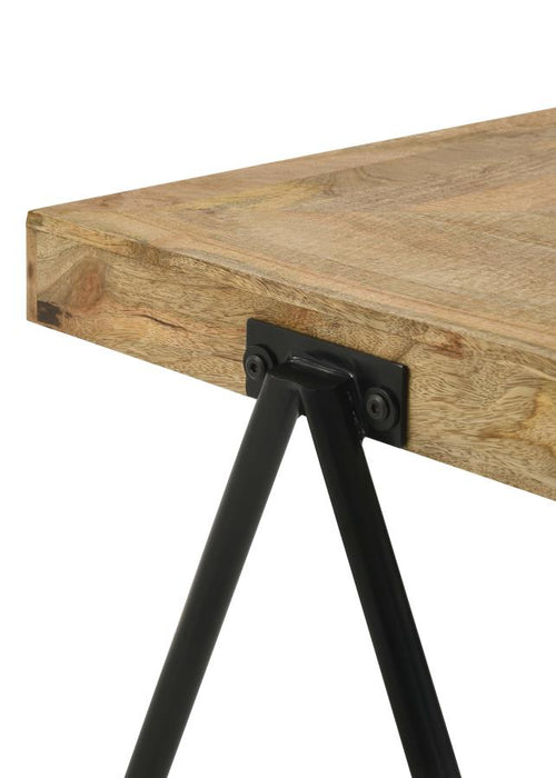 Avery Square End Table with Metal Legs Natural and Black SOLID WOOD