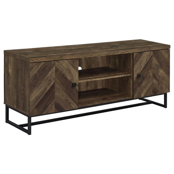 Myles 2-door 60" TV Console W/ Adj. Shelves RUSTIC OAK HERRINGBONE ONLY