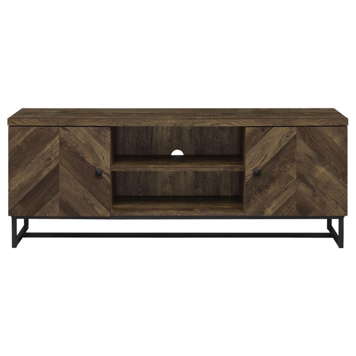 Myles 2-door 60" TV Console W/ Adj. Shelves RUSTIC OAK HERRINGBONE ONLY