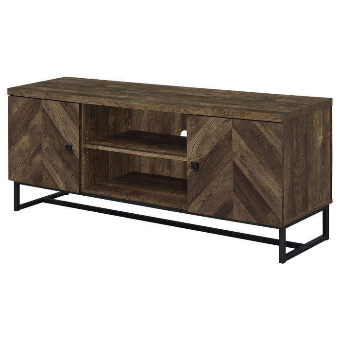 Myles 2-door 60" TV Console W/ Adj. Shelves RUSTIC OAK HERRINGBONE ONLY