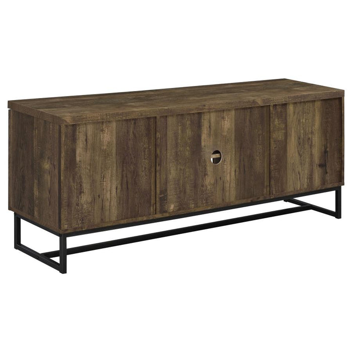 Myles 2-door 60" TV Console W/ Adj. Shelves RUSTIC OAK HERRINGBONE ONLY