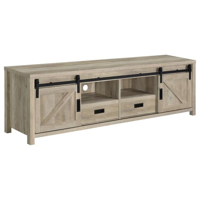 Madra Rectangular 79" TV Console W/ 2 Sliding Doors ANITQUE PINE