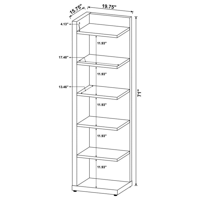 Pinckard 6-tier Corner Bookcase Cappuccino ONLY