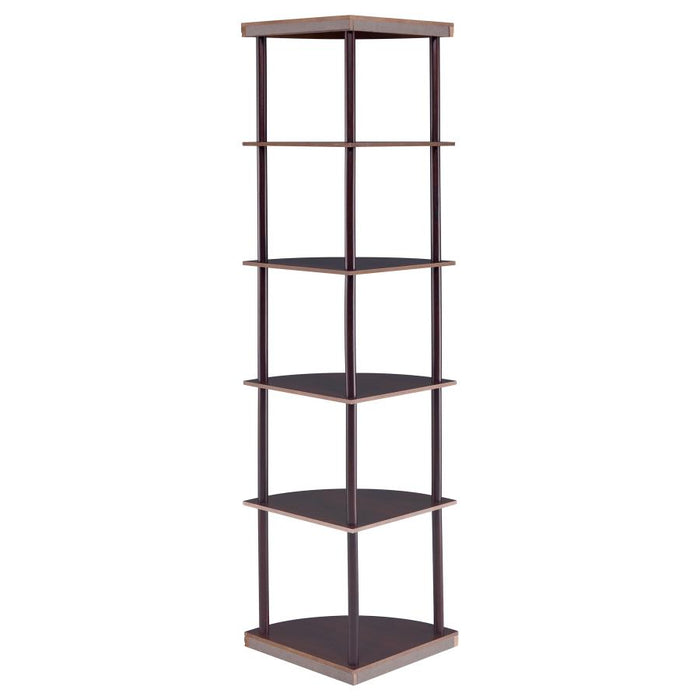 Bonwick 5-shelf Corner Bookshelf Cappuccino