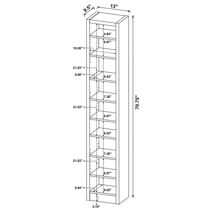 Eliam Rectangular Bookcase with 2 Fixed Shelves Cappuccino ONLY