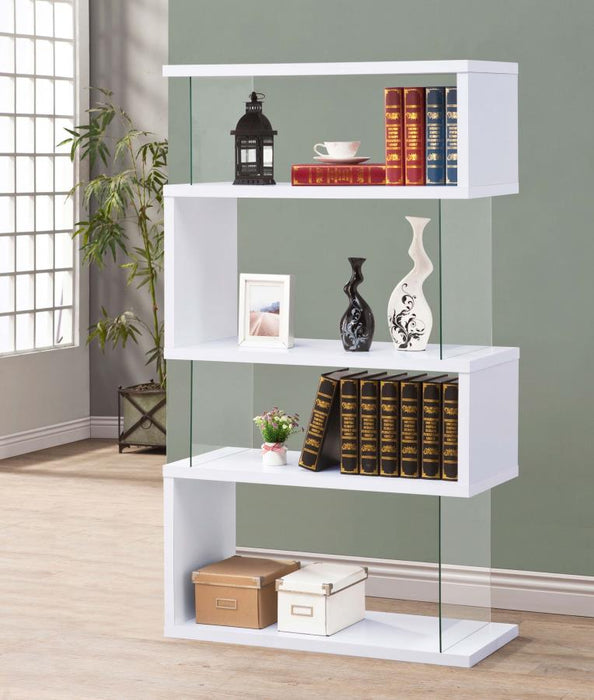 Emelle 4-tier Bookcase White and Clear