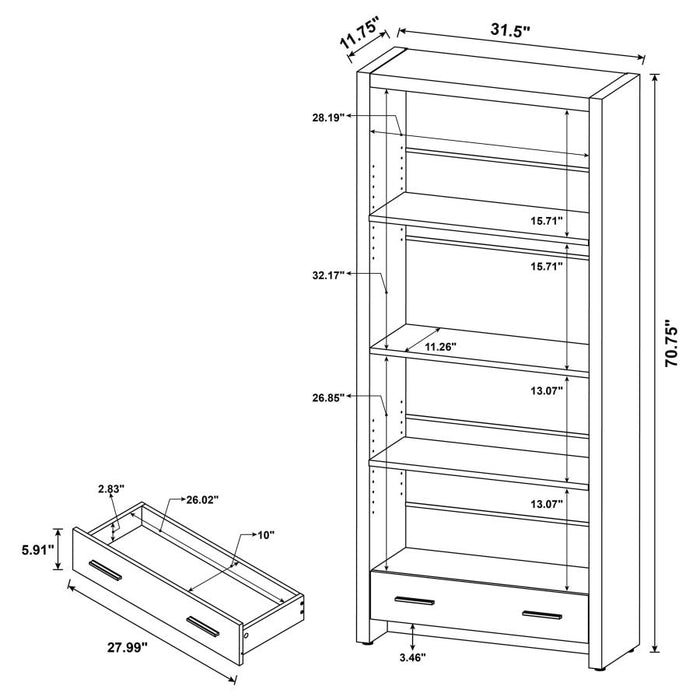 Skylar 5-shelf Bookcase with Storage Drawer Cappuccino