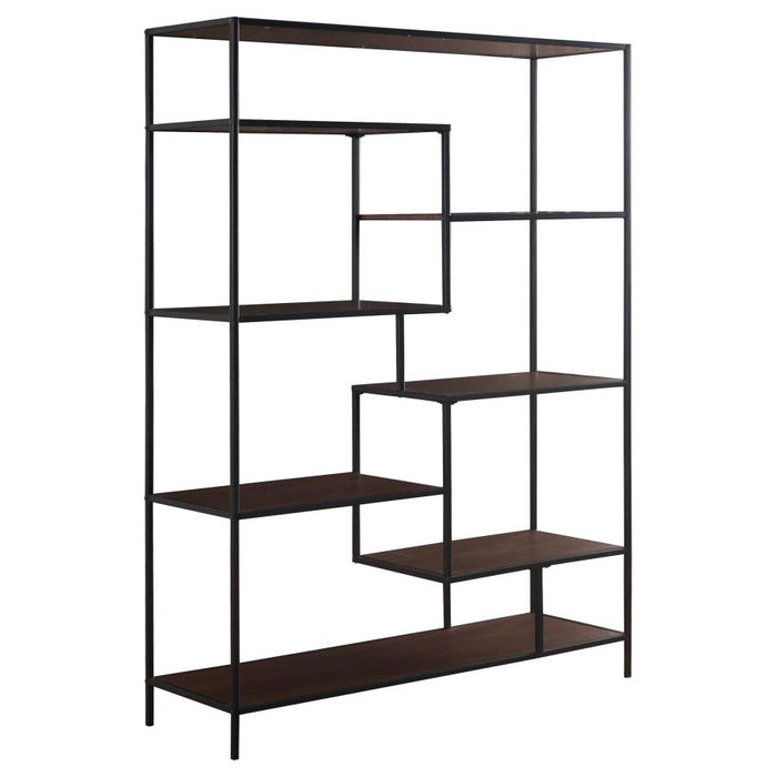 Asher 7-shelf Geometric Bookcase Walnut 48"