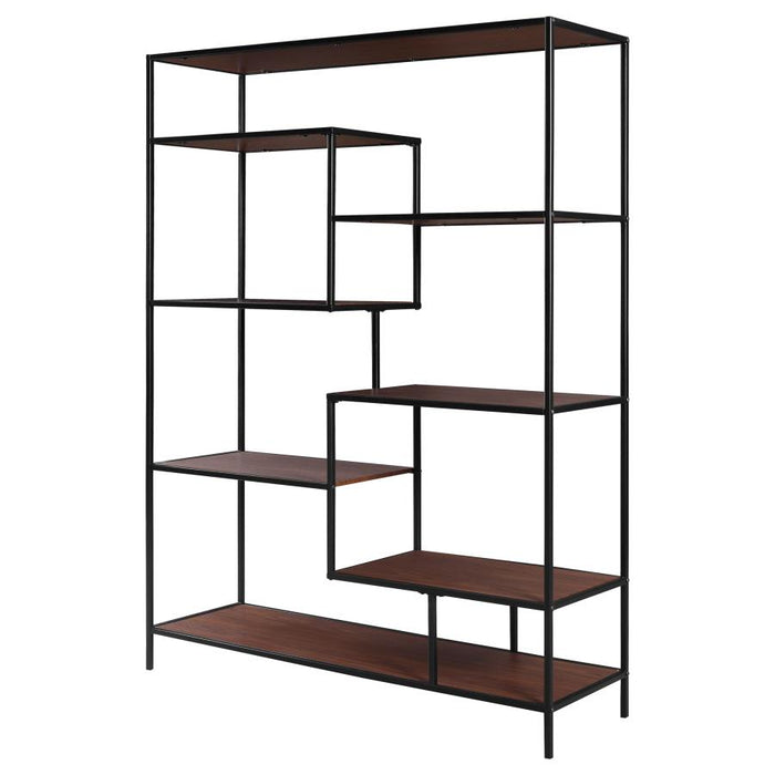 Asher 7-shelf Geometric Bookcase Walnut 48"