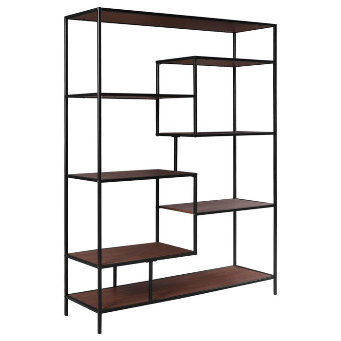 Asher 7-shelf Geometric Bookcase Walnut 48"