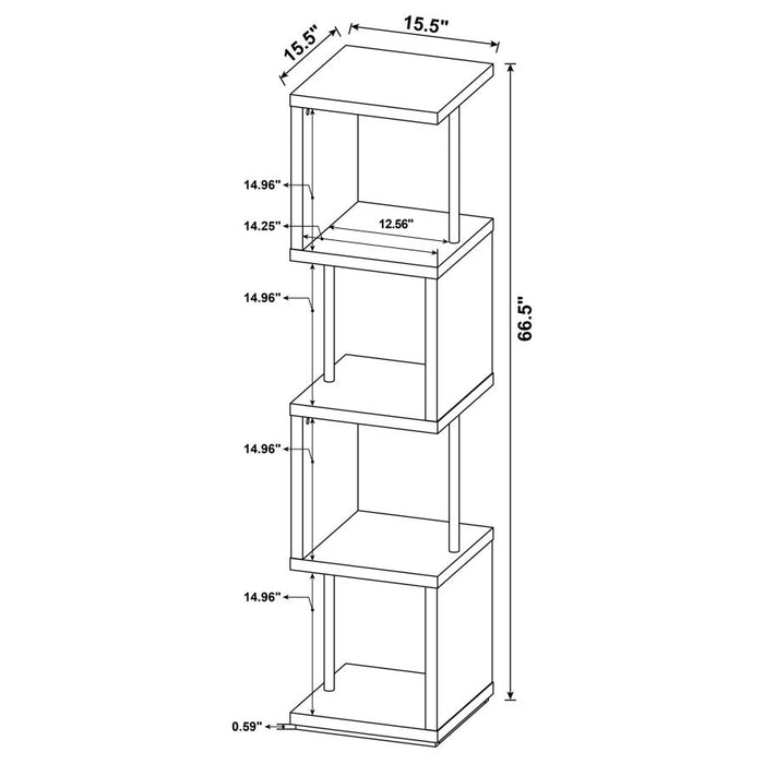 Baxter 4-shelf Bookcase Black and Chrome