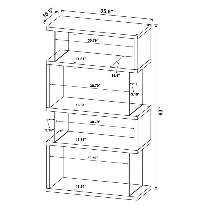 Emelle 4-shelf Bookcase with Glass Panels