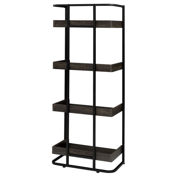 Ember 4-shelf Bookcase Dark Oak and Sandy Black