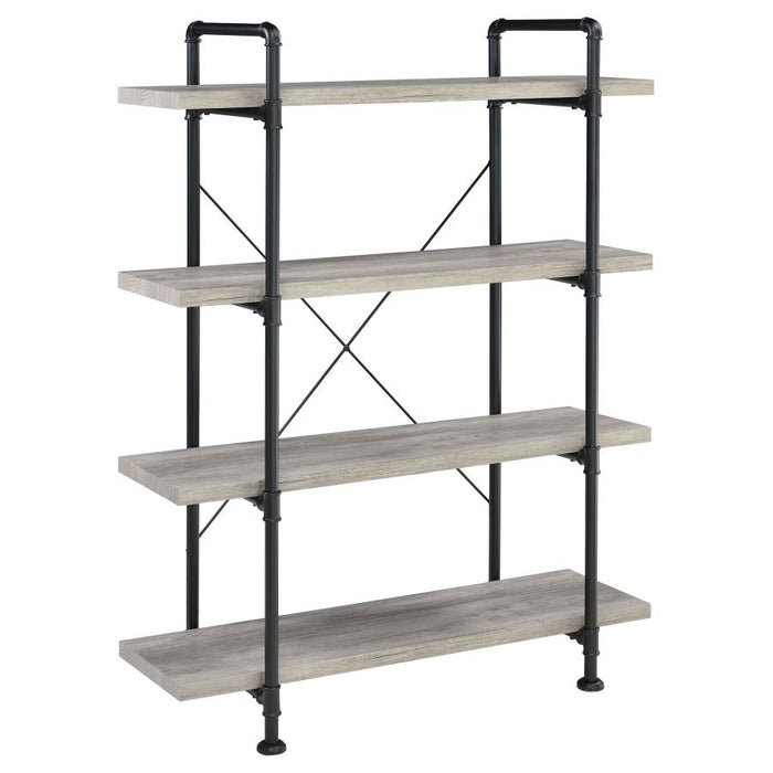 Delray 4-tier Open Shelving Bookcase Grey Driftwood and Black