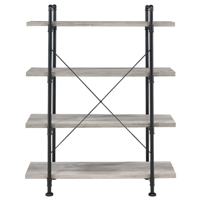 Delray 4-tier Open Shelving Bookcase Grey Driftwood and Black