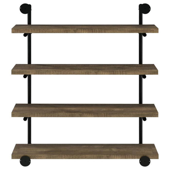 Elmcrest 40-inch Wall Shelf Black and Rustic Oak