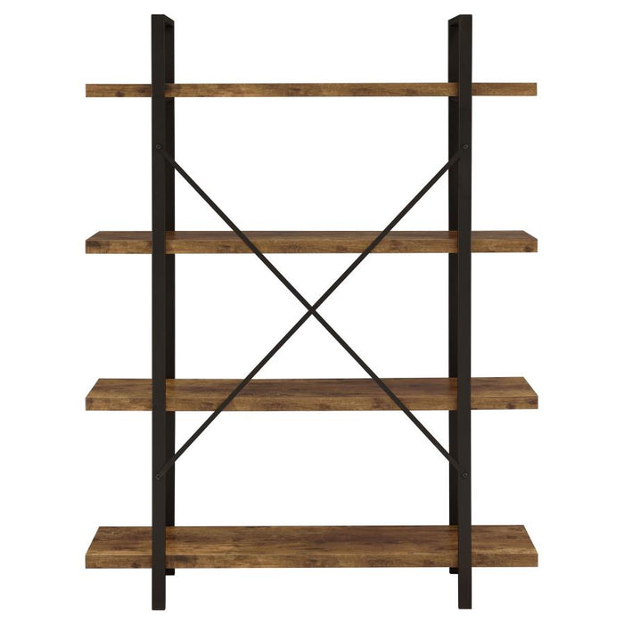 Cole 4-Shelf Bookcase Antique Nutmeg and Black