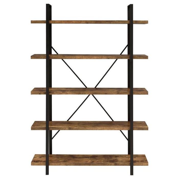 Cole 5-Shelf Bookcase Antique Nutmeg and Black