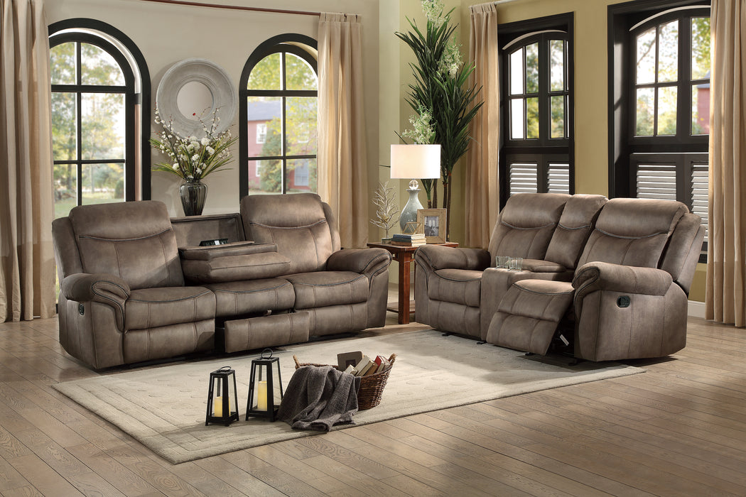 Aram Recliner Loveseat BROWN MICROFIBER