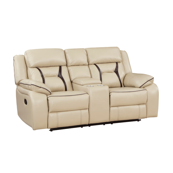 Amite Recliner Loveseat BEIGE VINYL