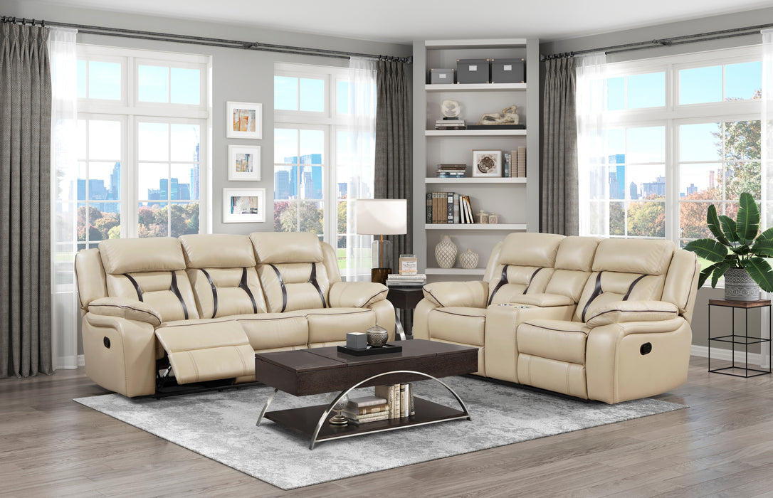 Amite Recliner Loveseat BEIGE VINYL