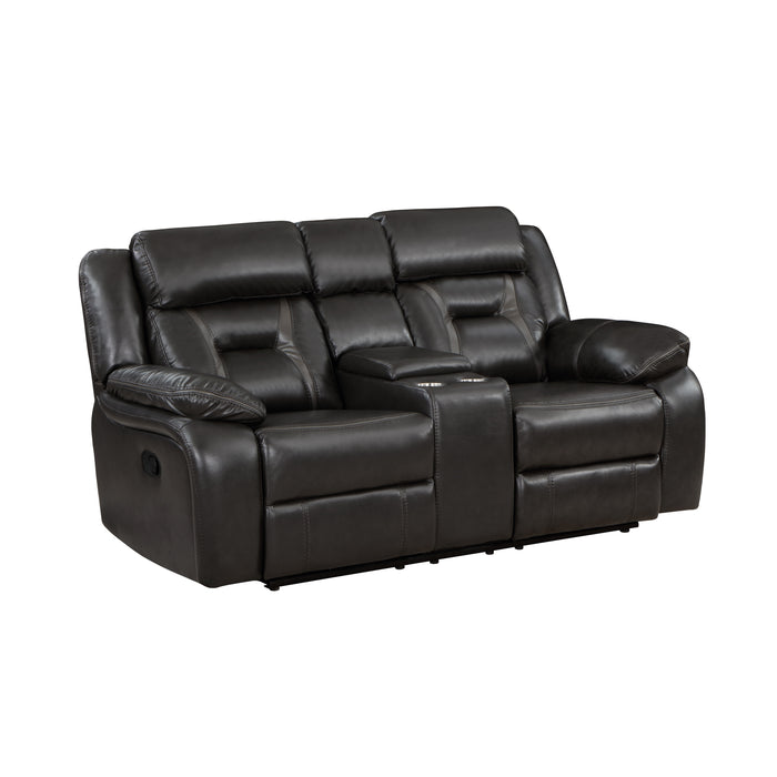 Amite Recliner Loveseat DARK GREY VINYL