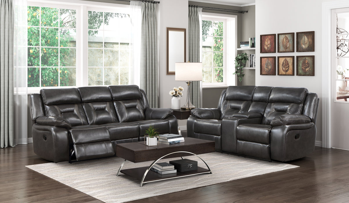 Amite Recliner Loveseat DARK GREY VINYL