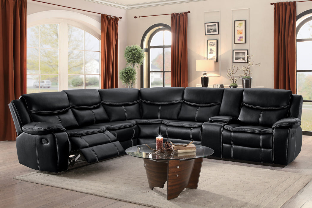 Bastrop 3-Piece Sectional with Right Console BLACK VINYL