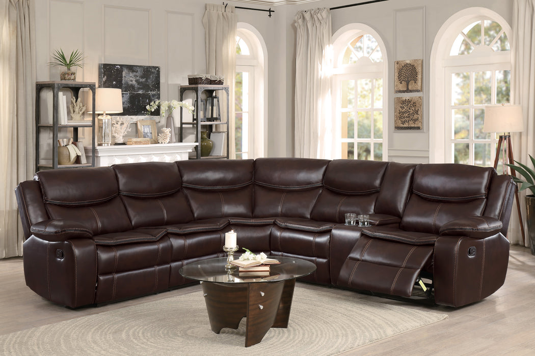 Bastrop 3-Piece Sectional with Right Console BROWN VINYL