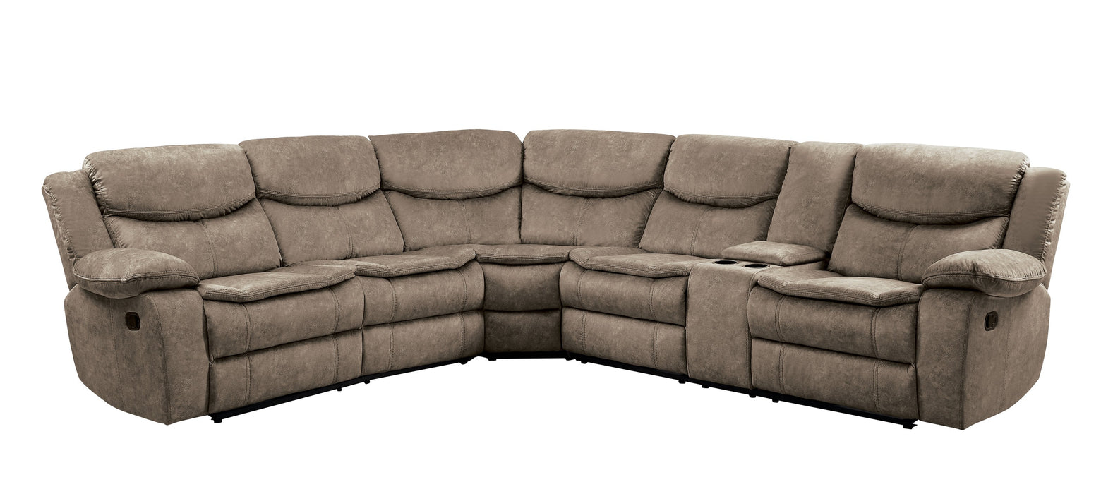 Bastrop 3-Piece Sectional with Right Console BROWN MICROFIBER