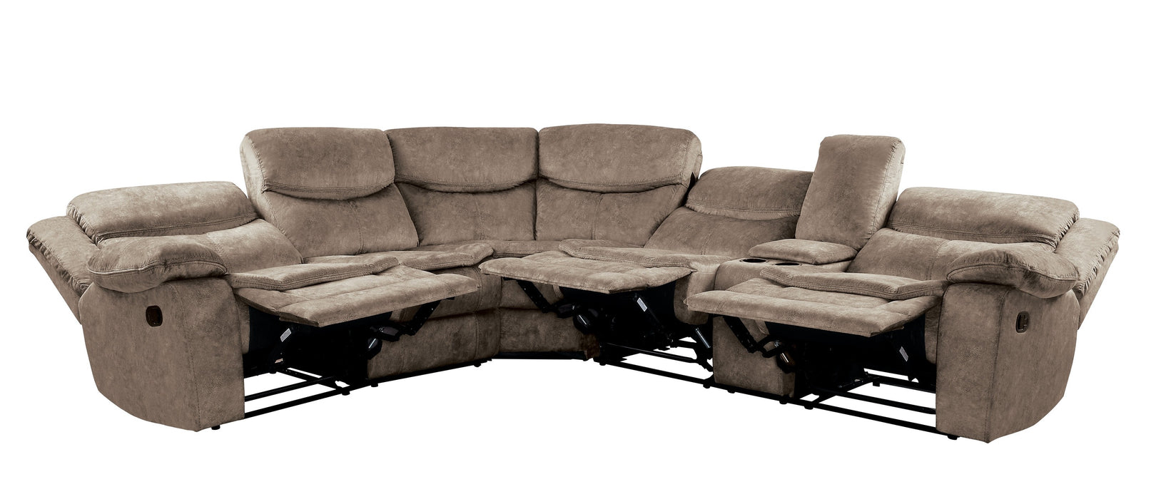 Bastrop 3-Piece Sectional with Right Console BROWN MICROFIBER