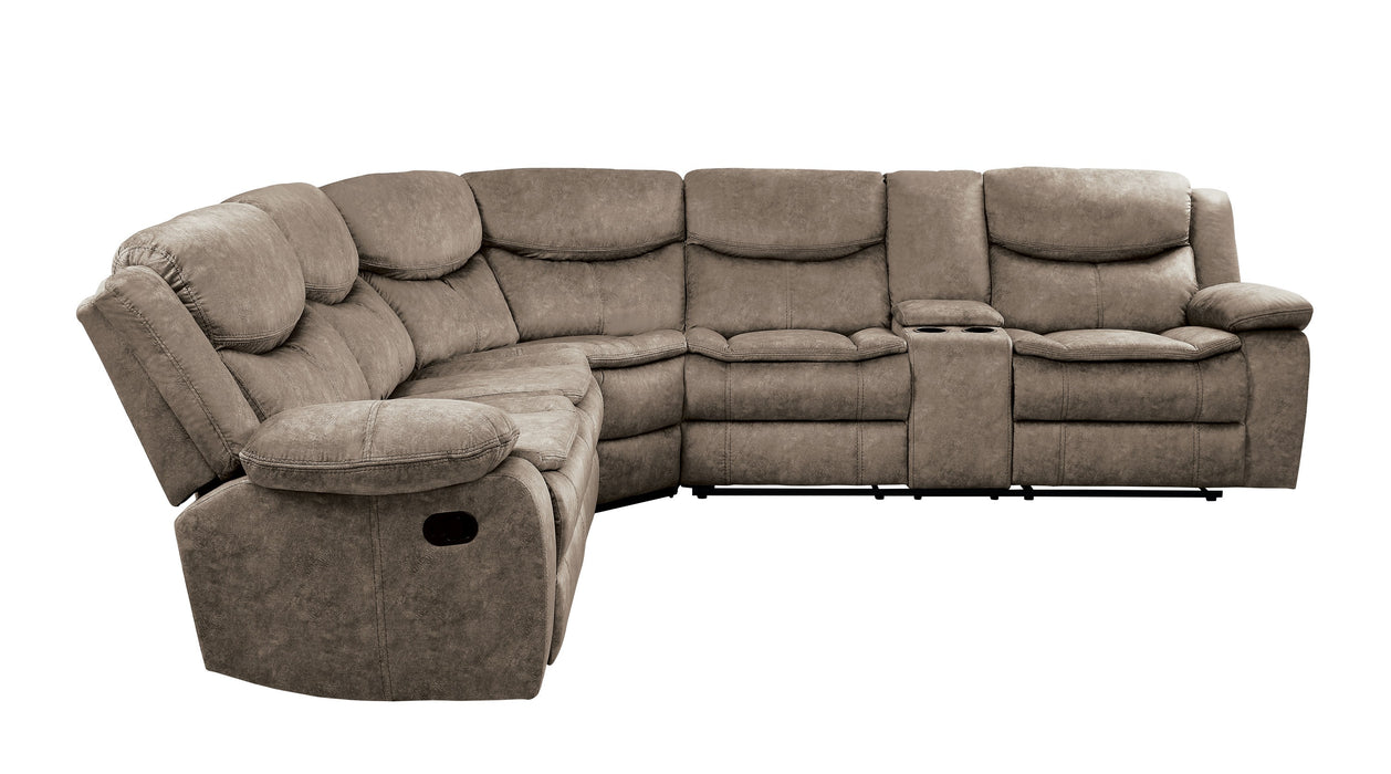 Bastrop 3-Piece Sectional with Right Console BROWN MICROFIBER