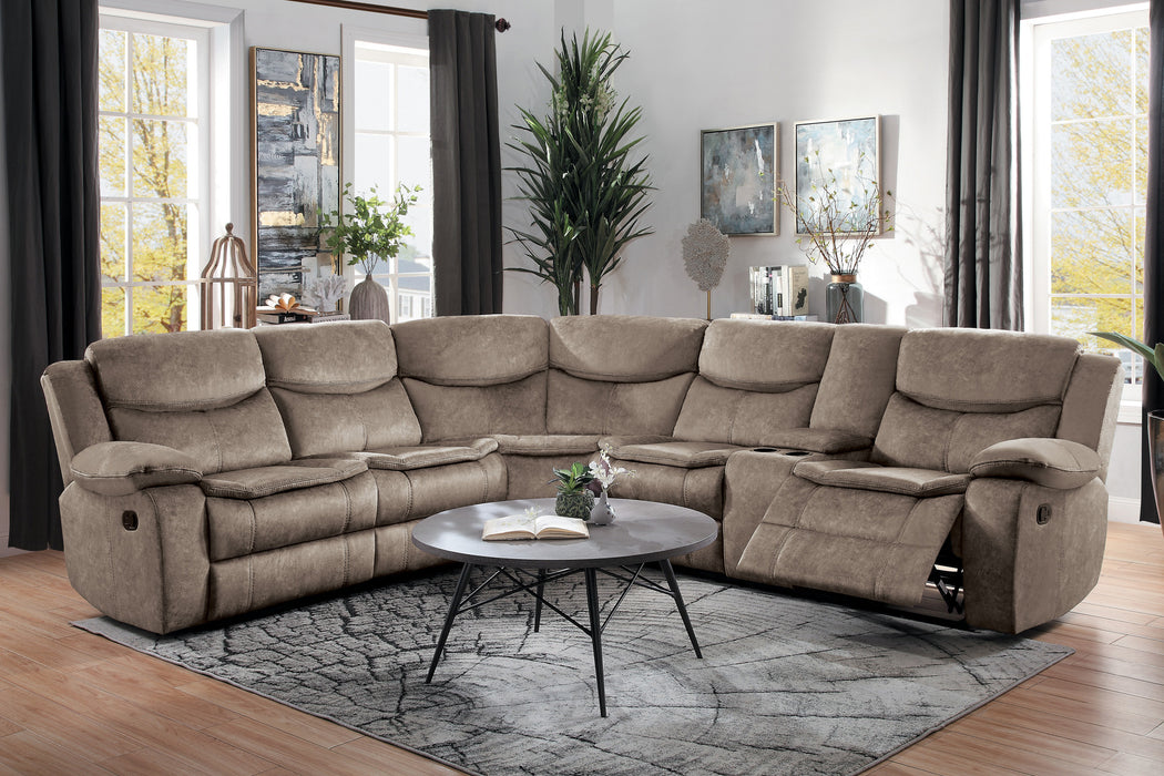 Bastrop 3-Piece Sectional with Right Console BROWN MICROFIBER