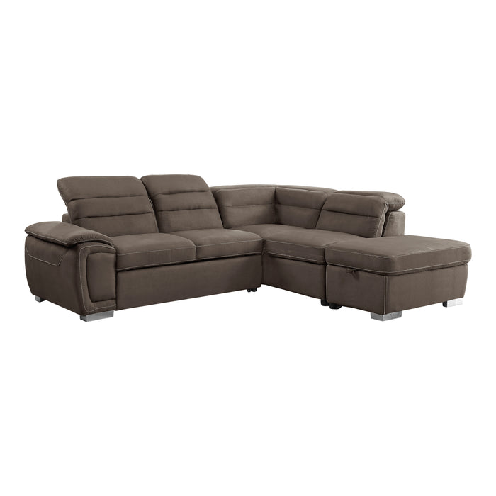 Platina Sectional W/Sleeper & Storage CHOCOLATE