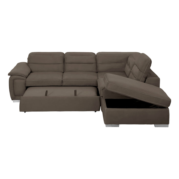 Platina Sectional W/Sleeper & Storage CHOCOLATE