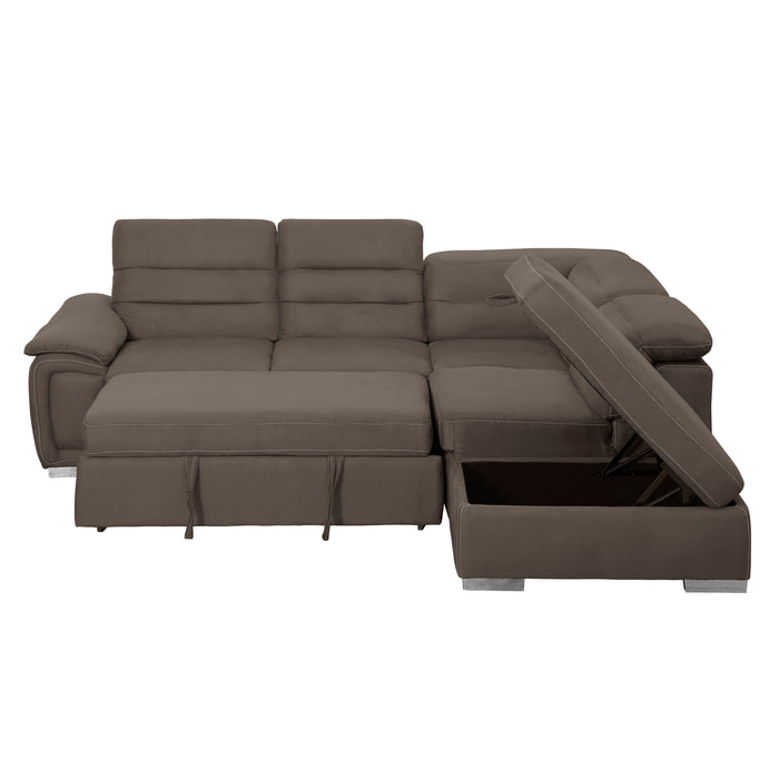 Platina Sectional W/Sleeper & Storage CHOCOLATE