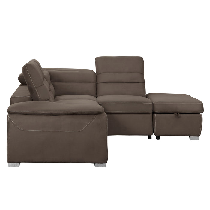 Platina Sectional W/Sleeper & Storage CHOCOLATE