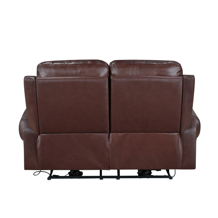 McCall Top Grain Leather Recliner Loveseat BROWN