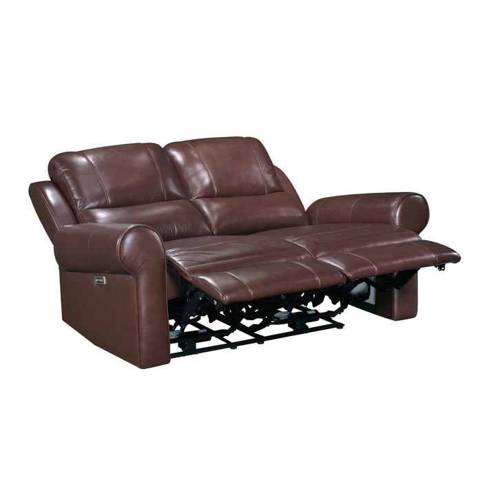 McCall Top Grain Leather Recliner Loveseat BROWN