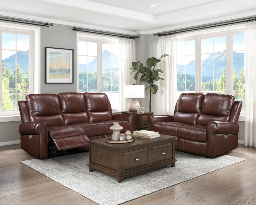 McCall Top Grain Leather Recliner Loveseat BROWN