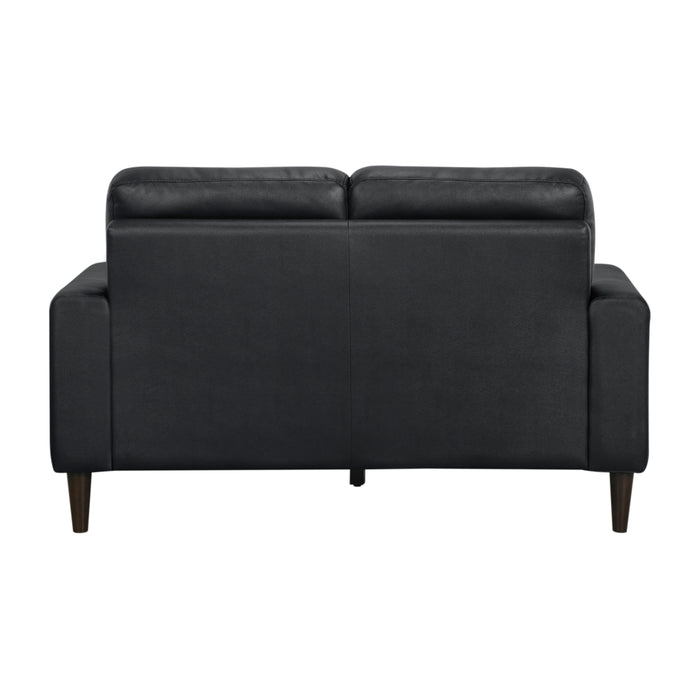 Lewes Top Grain Leather Loveseat BLACK