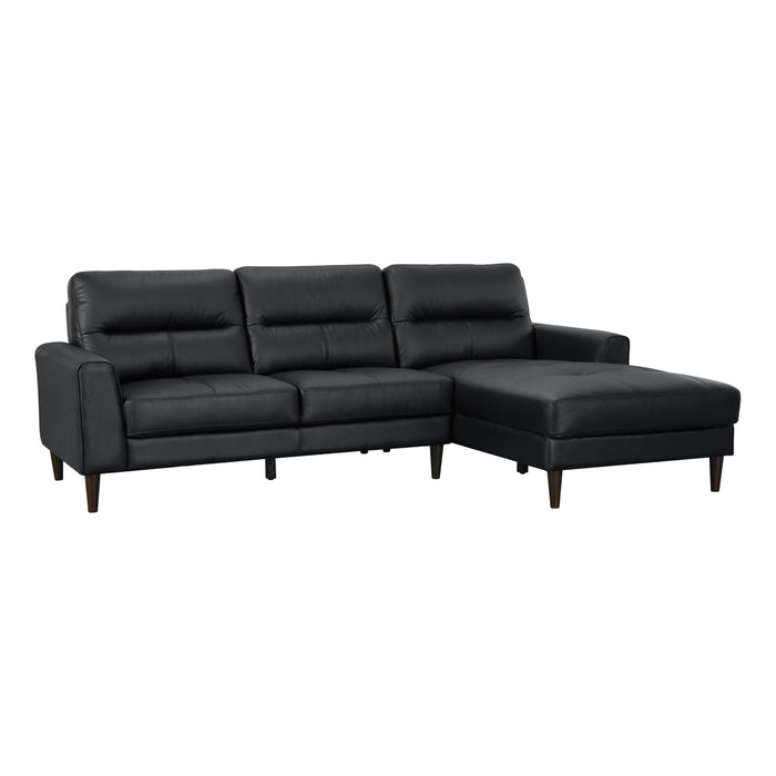 Lewes Top Grain Leather Sectional BLACK