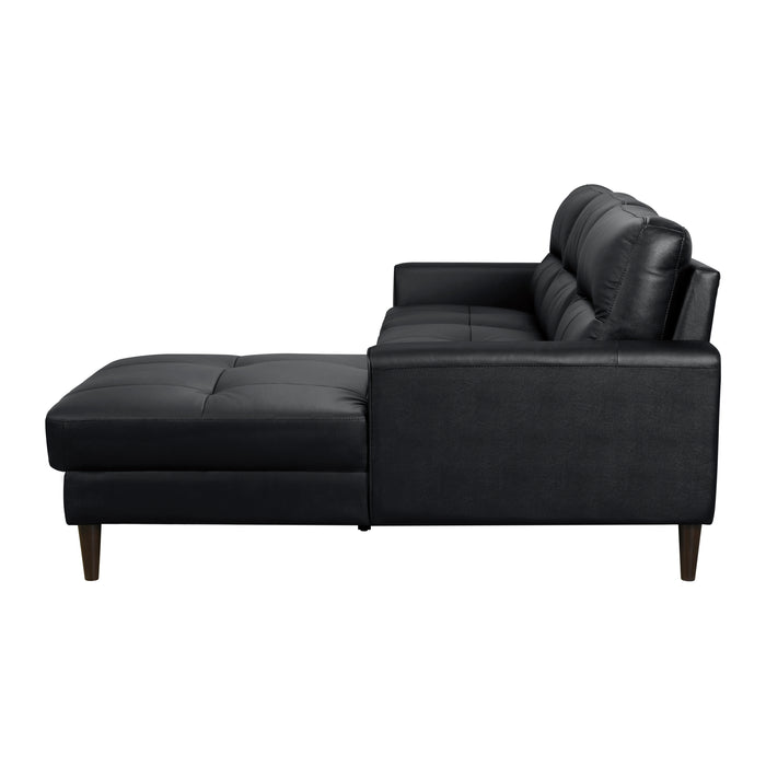 Lewes Top Grain Leather Sectional BLACK