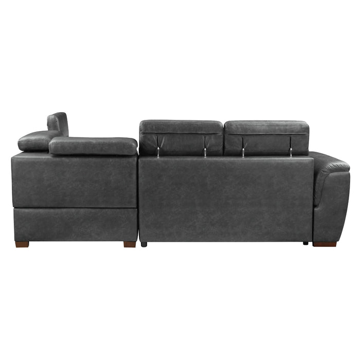 Barre 2-Pcs Sectional w/ Pull-out Bed & RAF ONLY w/ Hidden Storage, Adj. Headrests GREY ONLY