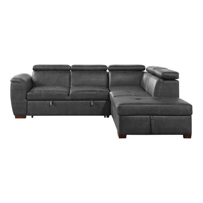 Barre 2-Pcs Sectional w/ Pull-out Bed & RAF ONLY w/ Hidden Storage, Adj. Headrests GREY ONLY